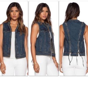 ✨Free People✨ denim vest with lacing detail NWOT